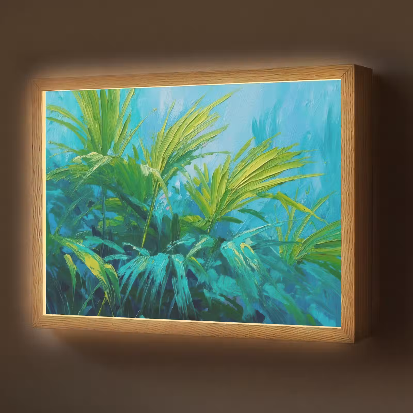 Lightbox - Wandlamp - Bladeren - Groen - Schilderij - Abstract — 1
