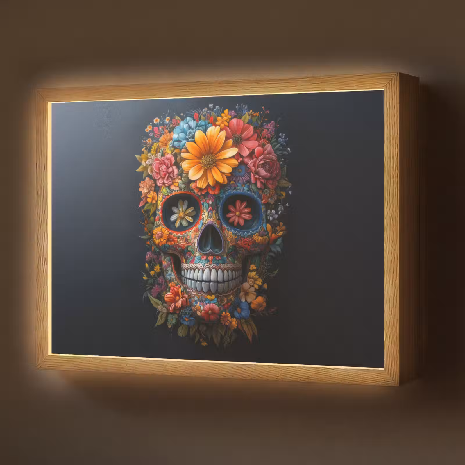 Lightbox - Wandlamp - Bloemen - Kleurrijk - Schedel — 1