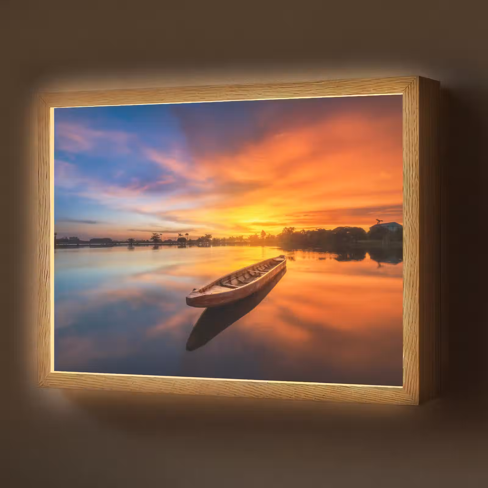 Lightbox - Wandlamp - Boot - Water - Zonsondergang - Oranje - Water — 1