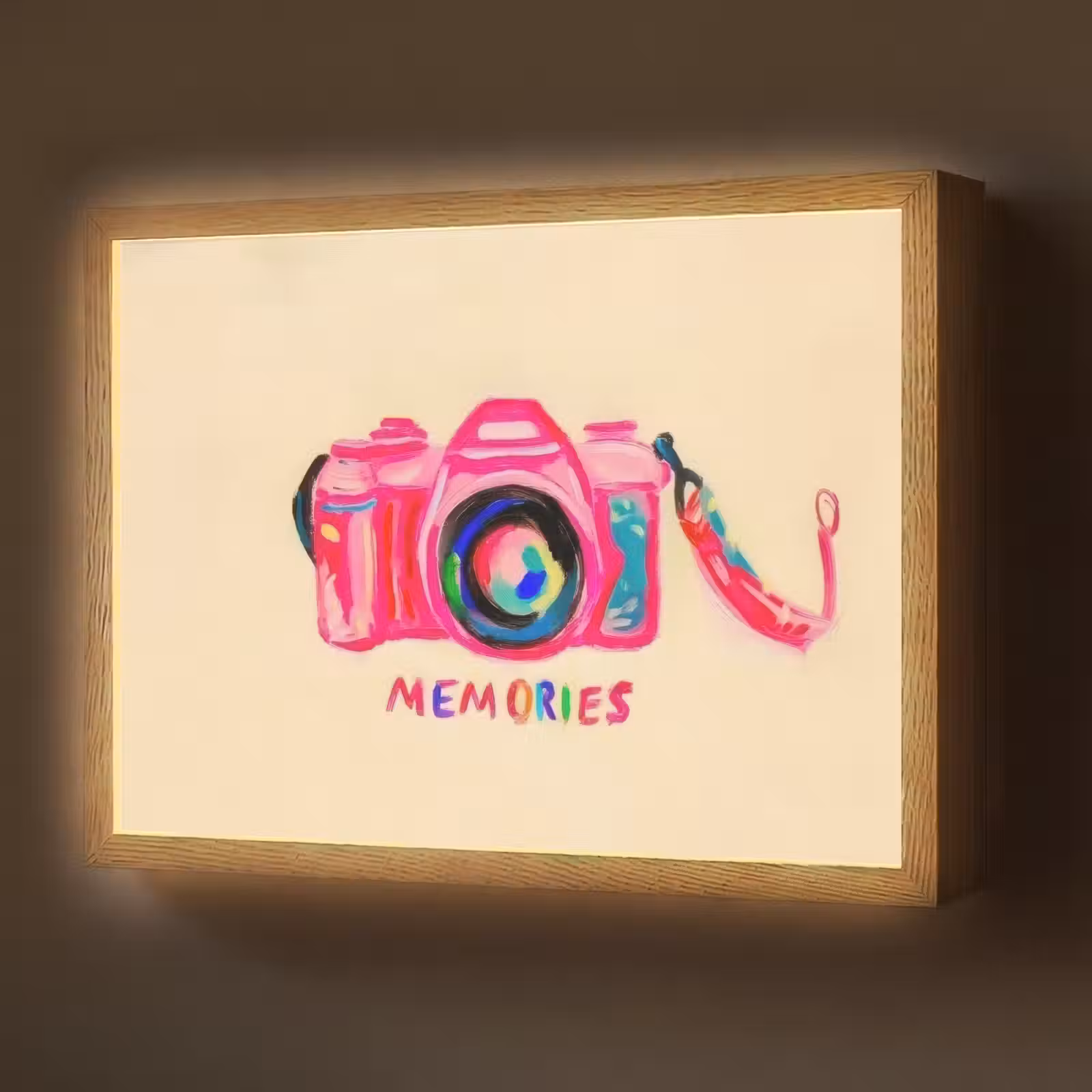 Lightbox - Wandlamp - Camera - Memories - Roze - Geschilderd — 1