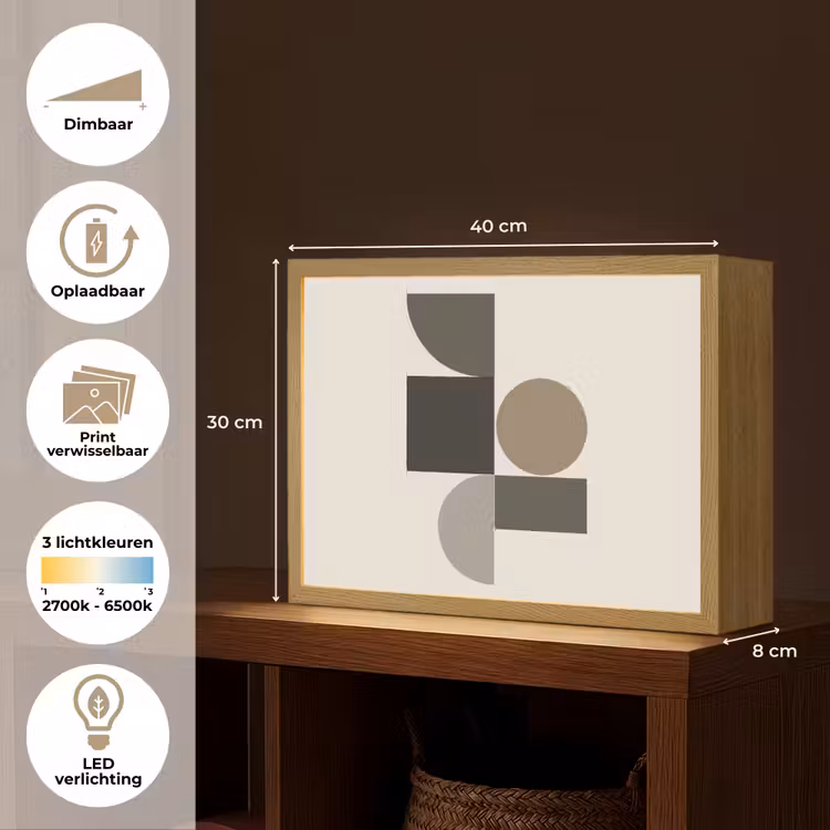 Lightbox - Wandlamp - Aardetinten - Abstracte compositie - Eenvoudige vormen — 10