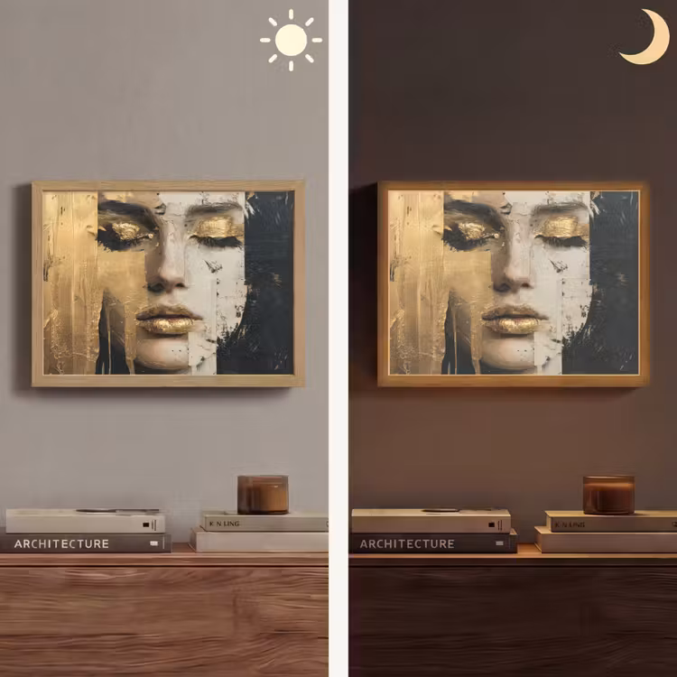 Lightbox - Wandlamp - Abstract - Goud - Gezicht - Lippen — 6
