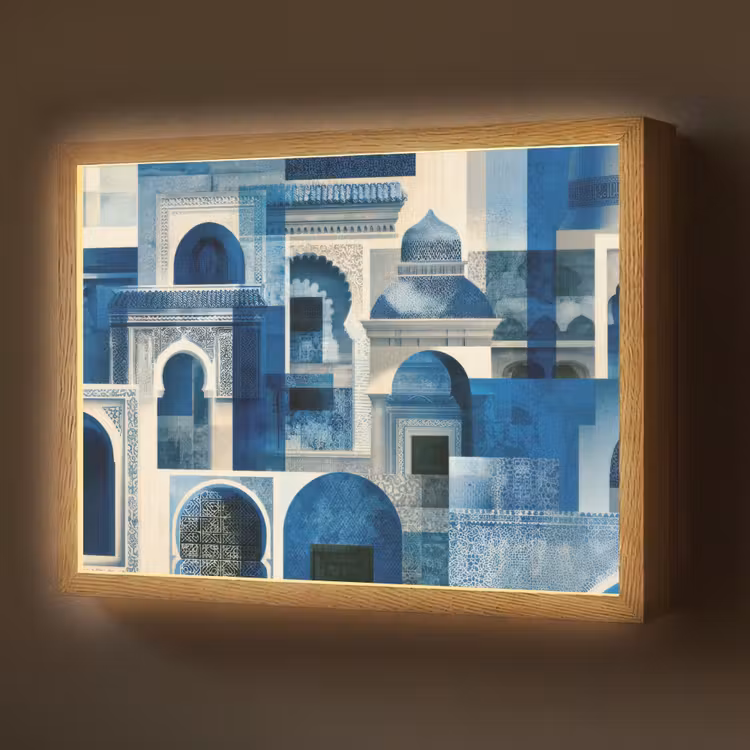 Lightbox - Wandlamp - Abstract - Islamitisch - Blauw - Wit — 1