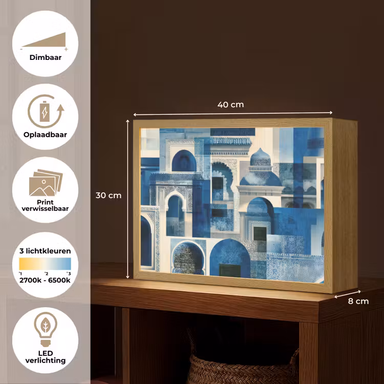 Lightbox - Wandlamp - Abstract - Islamitisch - Blauw - Wit — 10