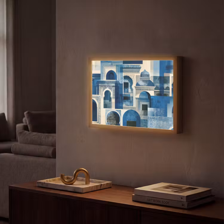 Lightbox - Wandlamp - Abstract - Islamitisch - Blauw - Wit — 2