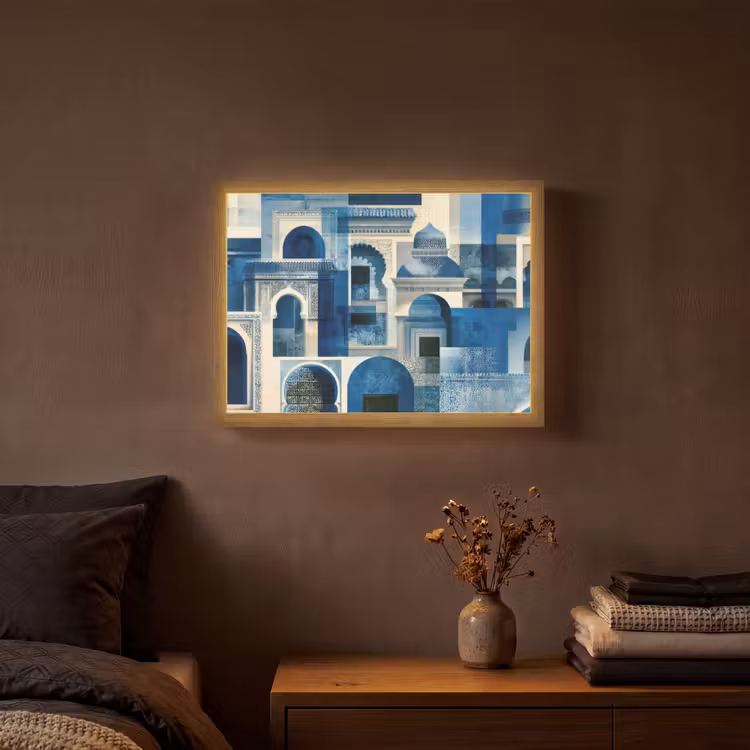 Lightbox - Wandlamp - Abstract - Islamitisch - Blauw - Wit — 3
