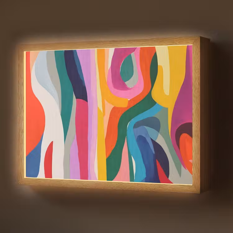 Lightbox - Wandlamp - Abstract - Kleurrijk - Golven - Lijnen — 1
