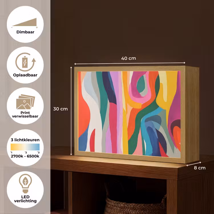 Lightbox - Wandlamp - Abstract - Kleurrijk - Golven - Lijnen — 10