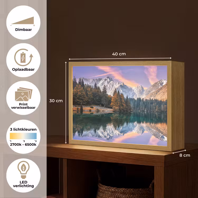 Lightbox - Wandlamp - Bergen - Bos - Water - Lucht - Roze - Paars — 10