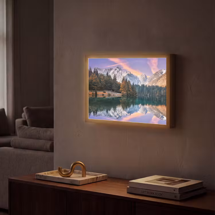Lightbox - Wandlamp - Bergen - Bos - Water - Lucht - Roze - Paars — 2