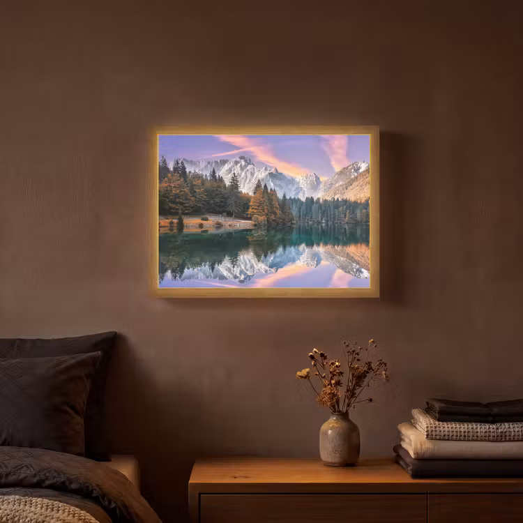 Lightbox - Wandlamp - Bergen - Bos - Water - Lucht - Roze - Paars — 3