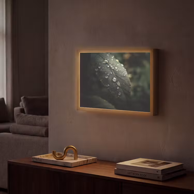 Lightbox - Wandlamp - Blad - Groen - Nerven - Regendruppels — 2