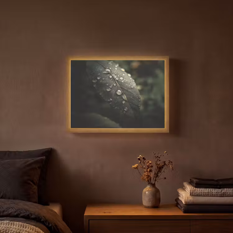 Lightbox - Wandlamp - Blad - Groen - Nerven - Regendruppels — 3