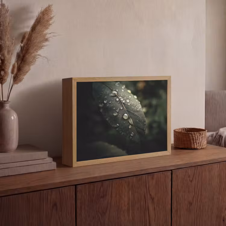 Lightbox - Wandlamp - Blad - Groen - Nerven - Regendruppels — 4