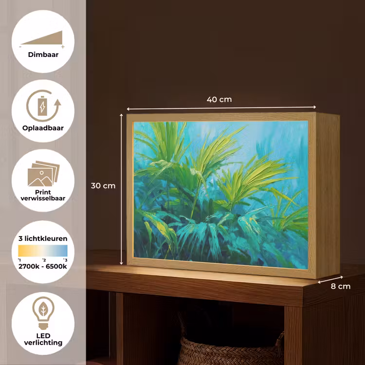 Lightbox - Wandlamp - Bladeren - Groen - Schilderij - Abstract — 10