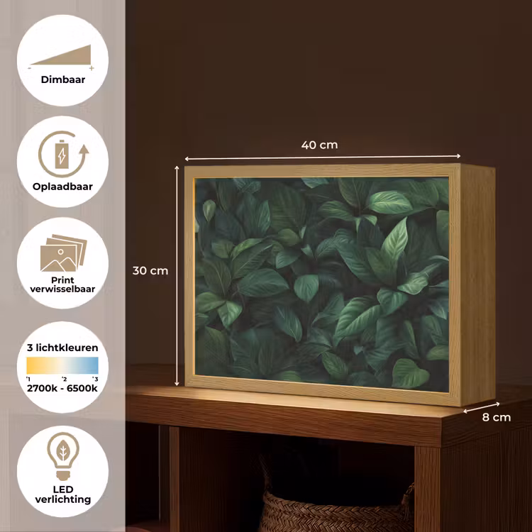 Lightbox - Wandlamp - Bladeren - Ovaal - Groen - Nerven — 10