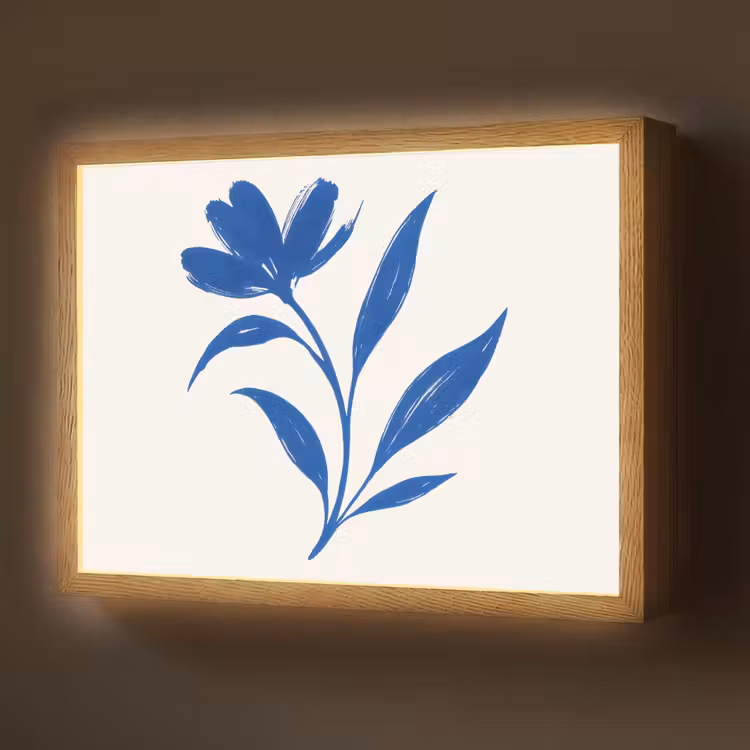 Lightbox - Wandlamp - Bloem - Blaadjes - Minimalistisch - Blauw — 1