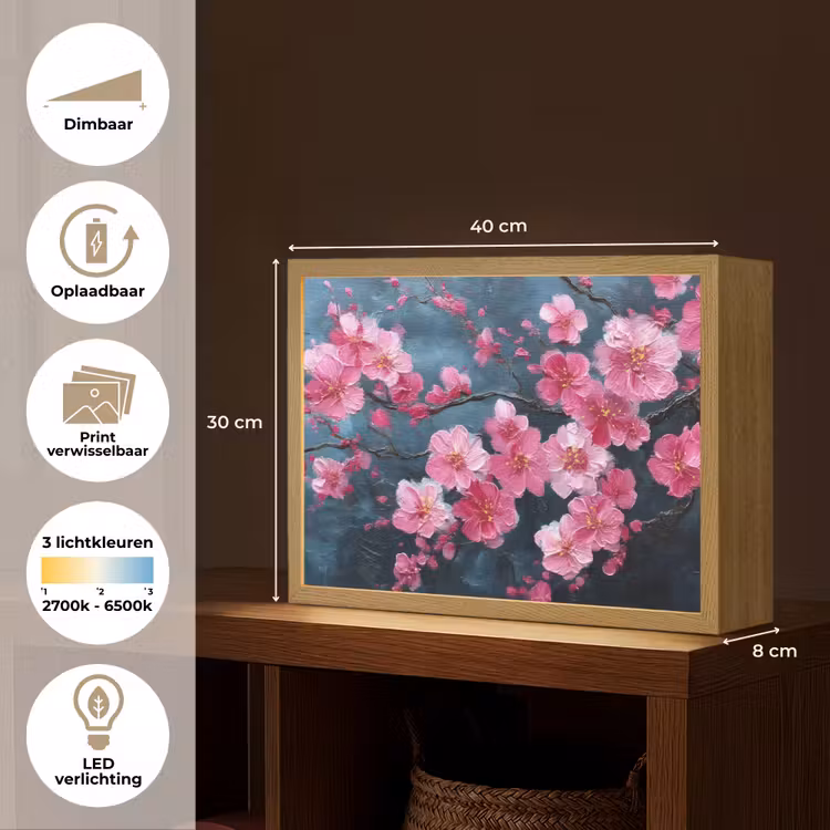 Lightbox - Wandlamp - Bloem - Bloesems - Roze - Abstract — 10