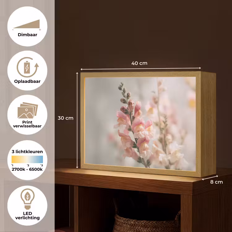 Lightbox - Wandlamp - Bloem - Leeuwenbek - Roze - Stengel — 10