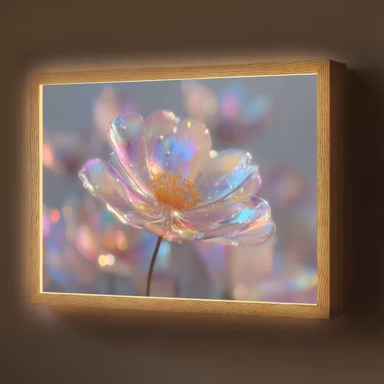 Lightbox - Wandlamp - Bloem - Transparant - Pastelkleuren - Druppels — 1