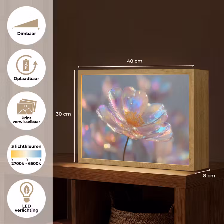 Lightbox - Wandlamp - Bloem - Transparant - Pastelkleuren - Druppels — 10