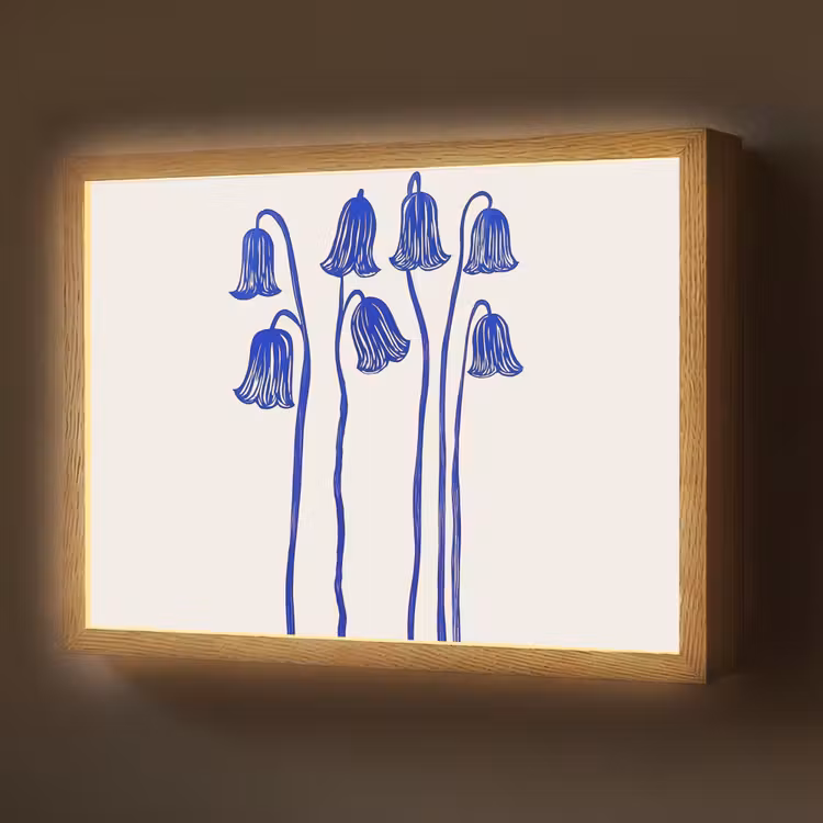 Lightbox - Wandlamp - Bloemen - Blauw - Lijnen - Bloemblaadjes — 1