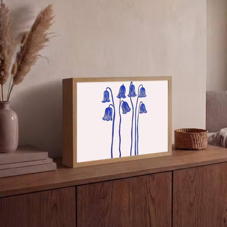 Lightbox - Wandlamp - Bloemen - Blauw - Lijnen - Bloemblaadjes — 4