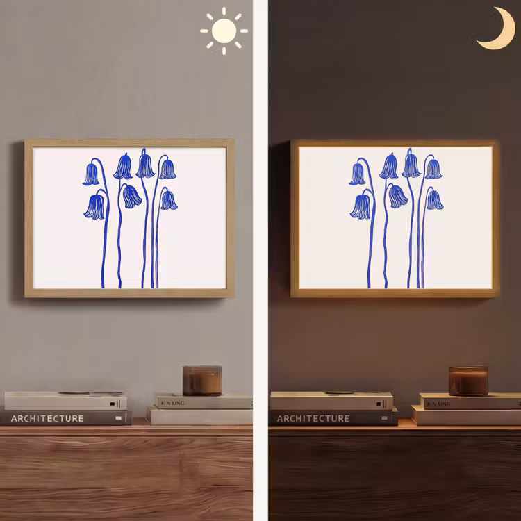 Lightbox - Wandlamp - Bloemen - Blauw - Lijnen - Bloemblaadjes — 6