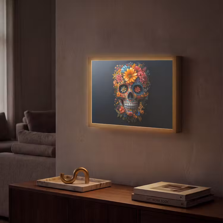 Lightbox - Wandlamp - Bloemen - Kleurrijk - Schedel — 2
