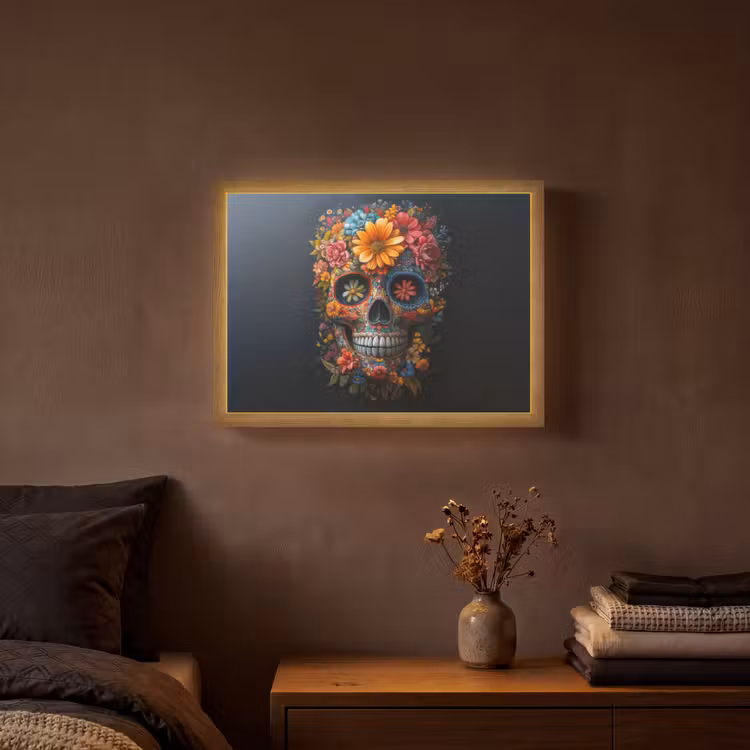 Lightbox - Wandlamp - Bloemen - Kleurrijk - Schedel — 3