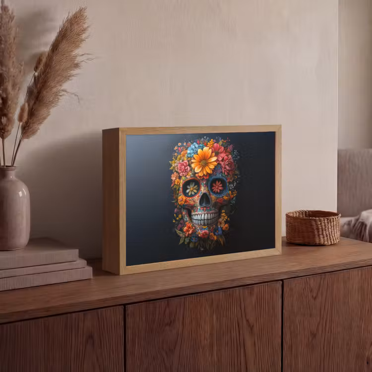 Lightbox - Wandlamp - Bloemen - Kleurrijk - Schedel — 4