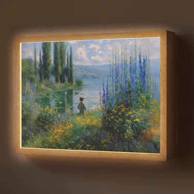 Lightbox - Wandlamp - Bloemen - Meer - Bergen - Groen — 1