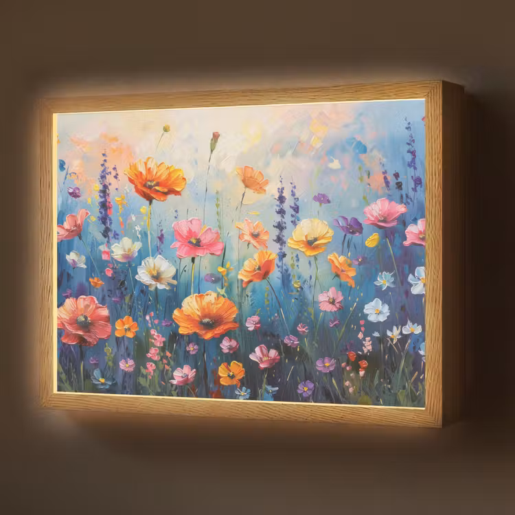 Lightbox - Wandlamp - Bloemen - Natuur - Waterverf - Kunst — 1