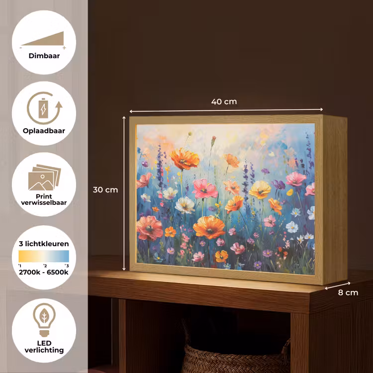 Lightbox - Wandlamp - Bloemen - Natuur - Waterverf - Kunst — 10