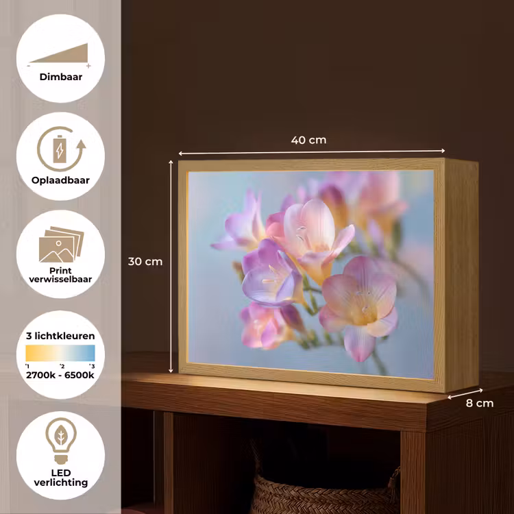 Lightbox - Wandlamp - Bloemen - Paars - Overloop - Meeldraden — 10