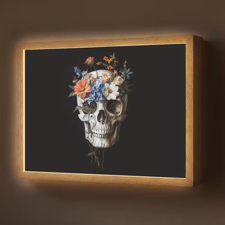 Lightbox - Wandlamp - Bloemen - Schedel - Kleurrijk — 1