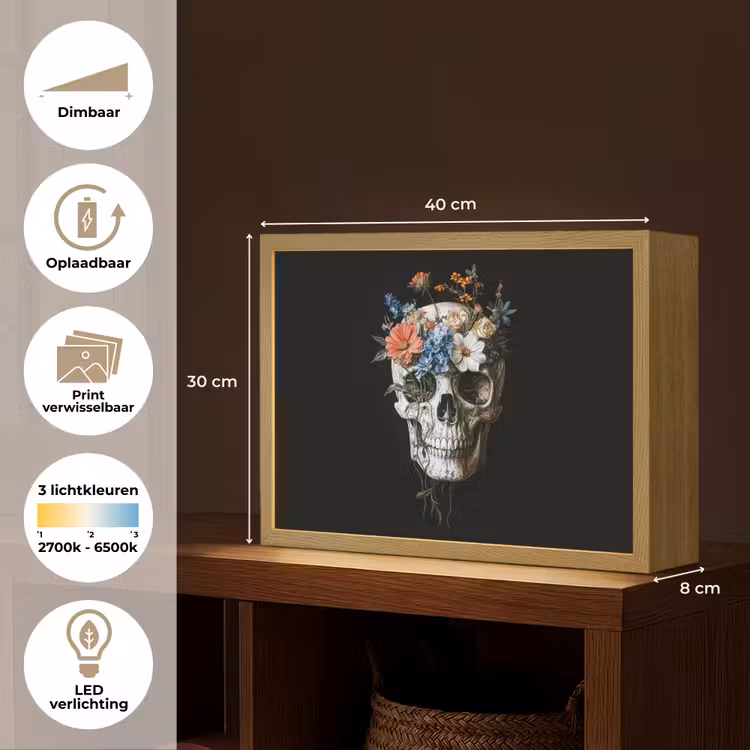 Lightbox - Wandlamp - Bloemen - Schedel - Kleurrijk — 10