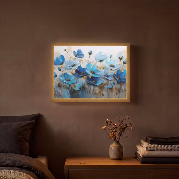 Lightbox - Wandlamp - Bloemen - Schilderij - Blauw — 3