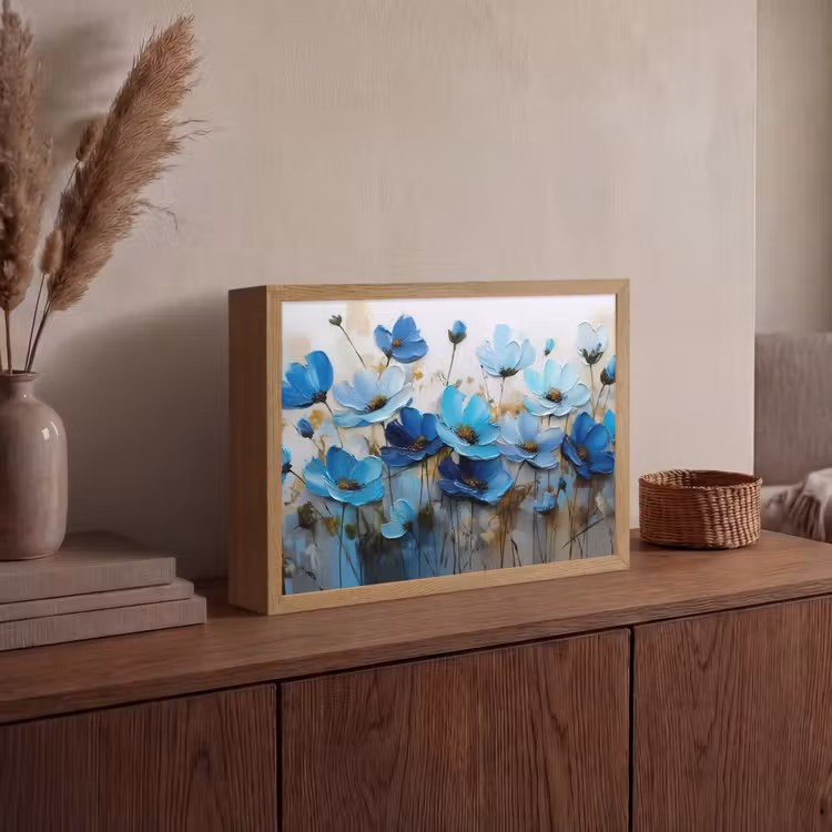 Lightbox - Wandlamp - Bloemen - Schilderij - Blauw — 4