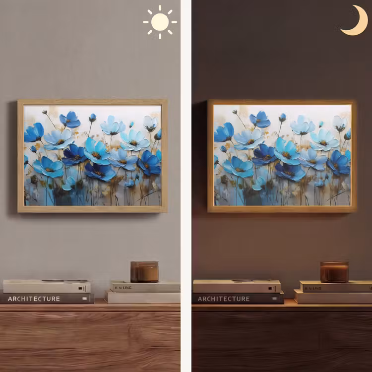 Lightbox - Wandlamp - Bloemen - Schilderij - Blauw — 6