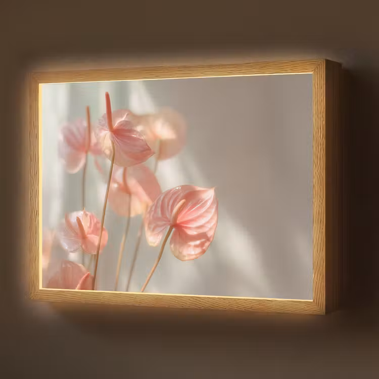 Lightbox - Wandlamp - Bloemen - Stelen - Roze - Schaduw — 1
