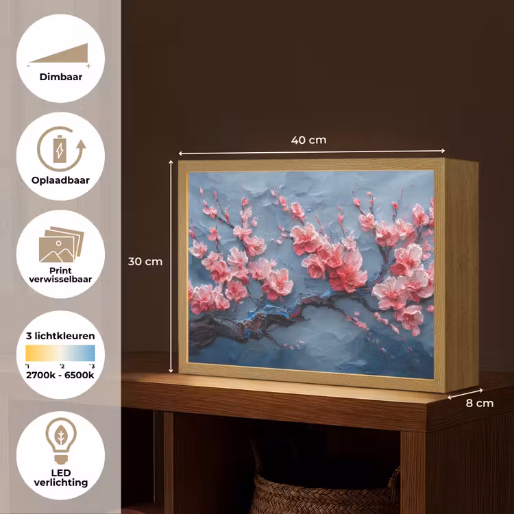 Lightbox - Wandlamp - Bloesem - Bloem - Roze - Tak — 10