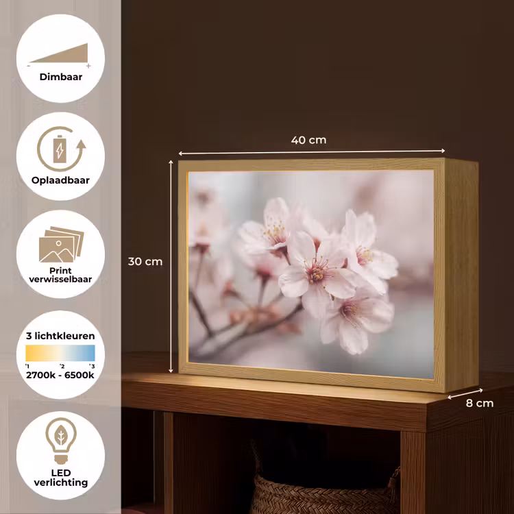 Lightbox - Wandlamp - Bloesems - Meeldraden - Geel - Wazig — 10