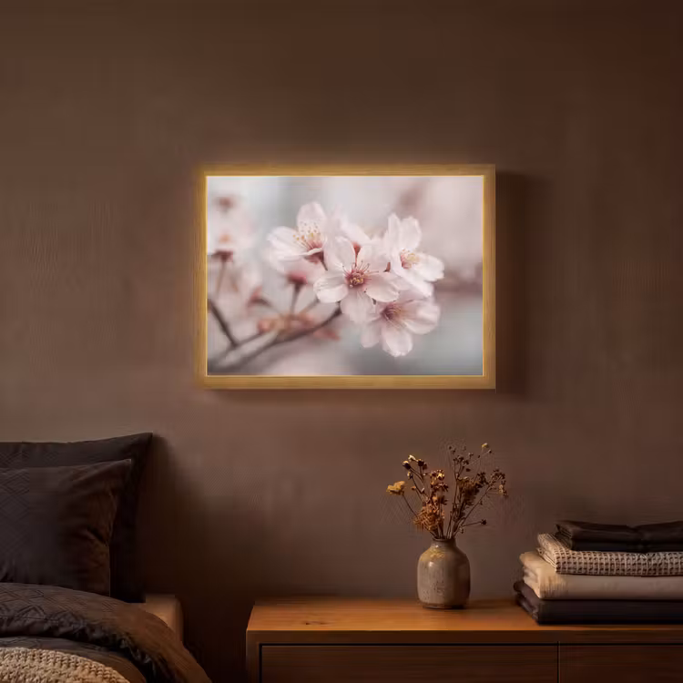 Lightbox - Wandlamp - Bloesems - Meeldraden - Geel - Wazig — 3