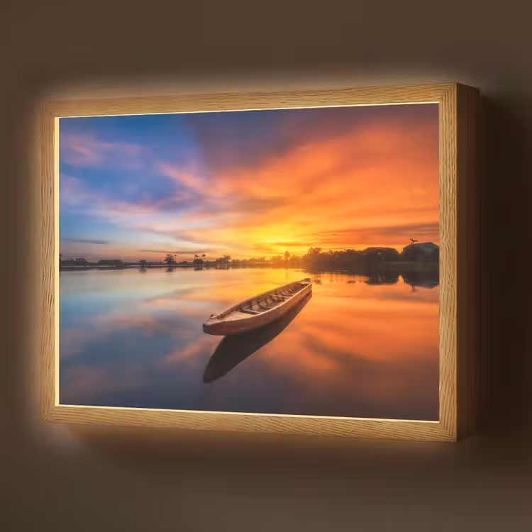 Lightbox - Wandlamp - Boot - Water - Zonsondergang - Oranje - Water — 1