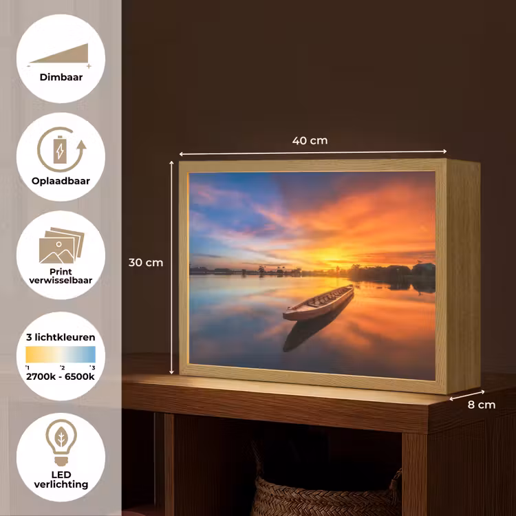Lightbox - Wandlamp - Boot - Water - Zonsondergang - Oranje - Water — 10