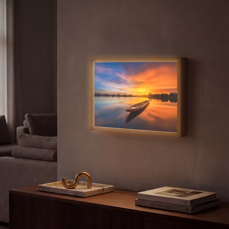 Lightbox - Wandlamp - Boot - Water - Zonsondergang - Oranje - Water — 2
