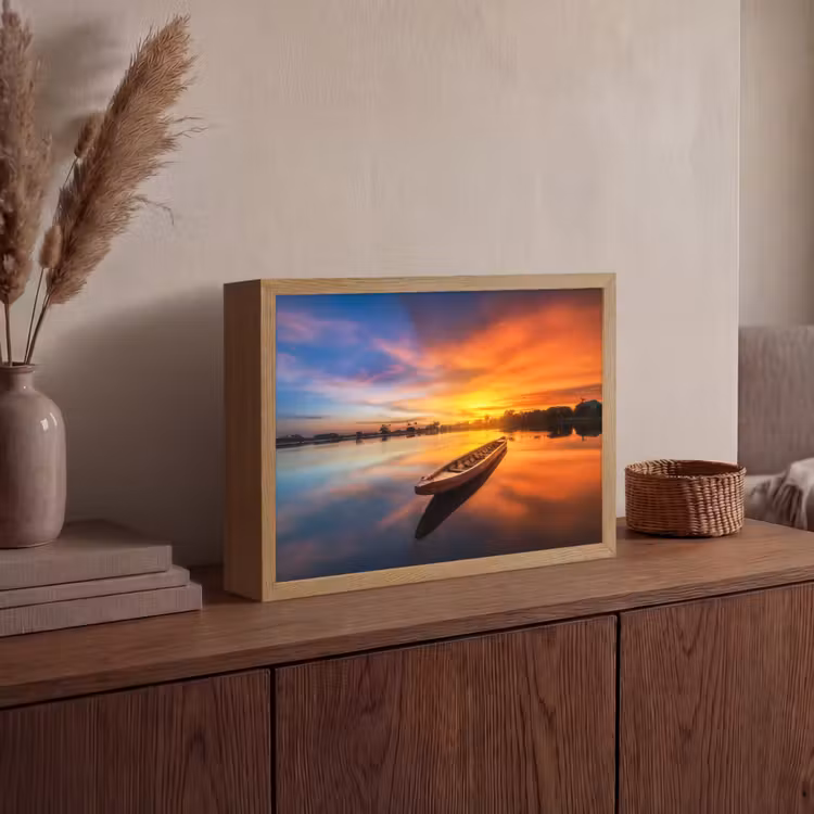 Lightbox - Wandlamp - Boot - Water - Zonsondergang - Oranje - Water — 4