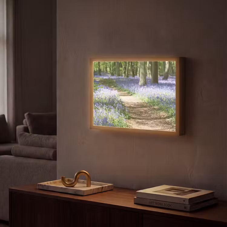 Lightbox - Wandlamp - Bos - Pad - Bloemen - Paars - Groen - Natuur — 2