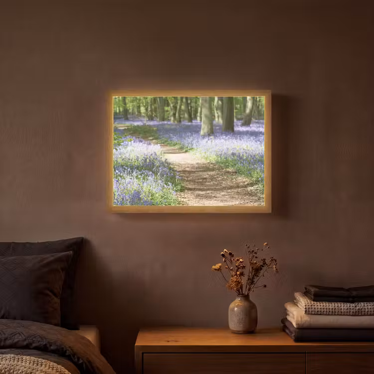 Lightbox - Wandlamp - Bos - Pad - Bloemen - Paars - Groen - Natuur — 3